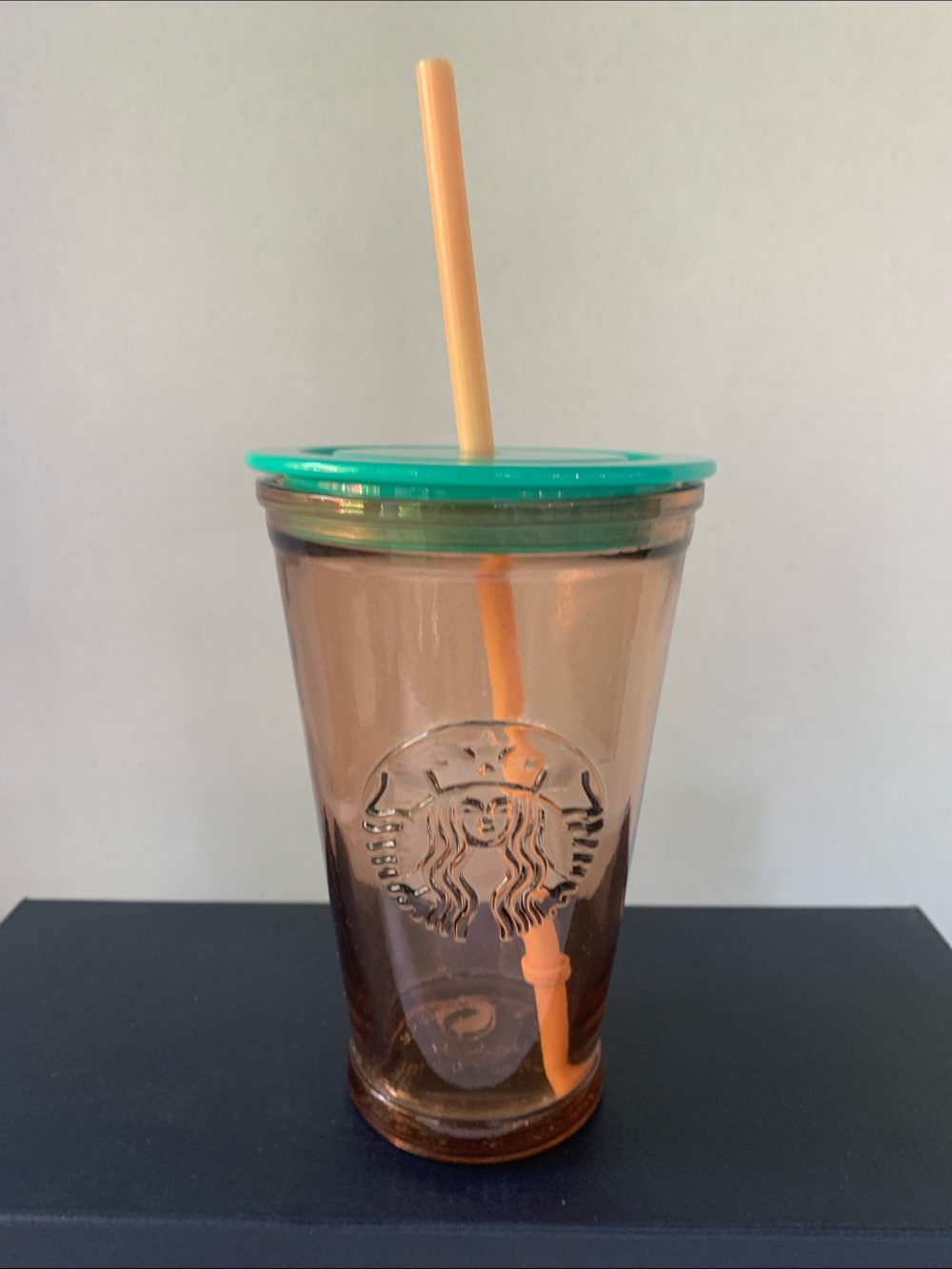 STARBUCKS Recycled Glass Cold-To-Go Cup Light Peach 16 Fl Oz Grande Spain EUC